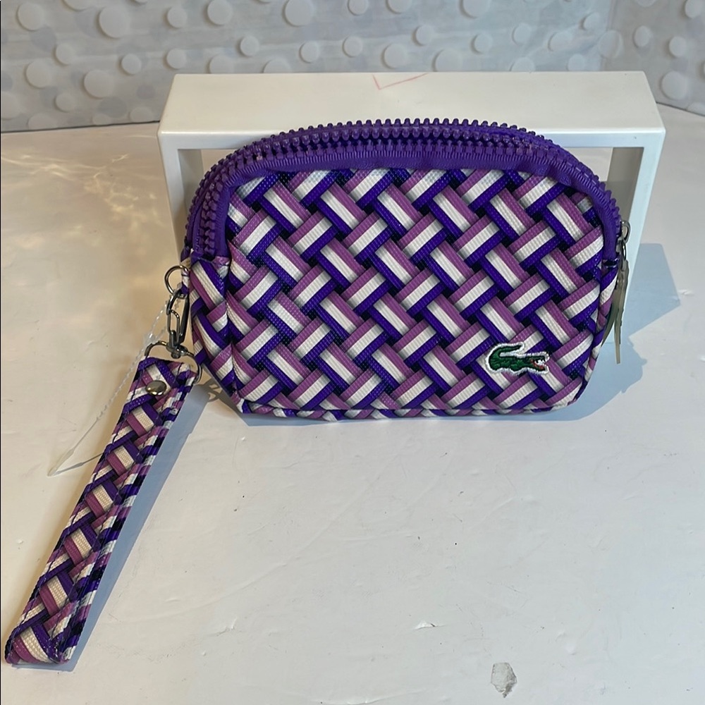 ⚡️5/$25-Lacoste 🐊Purple Geometric Wristlet Clutch